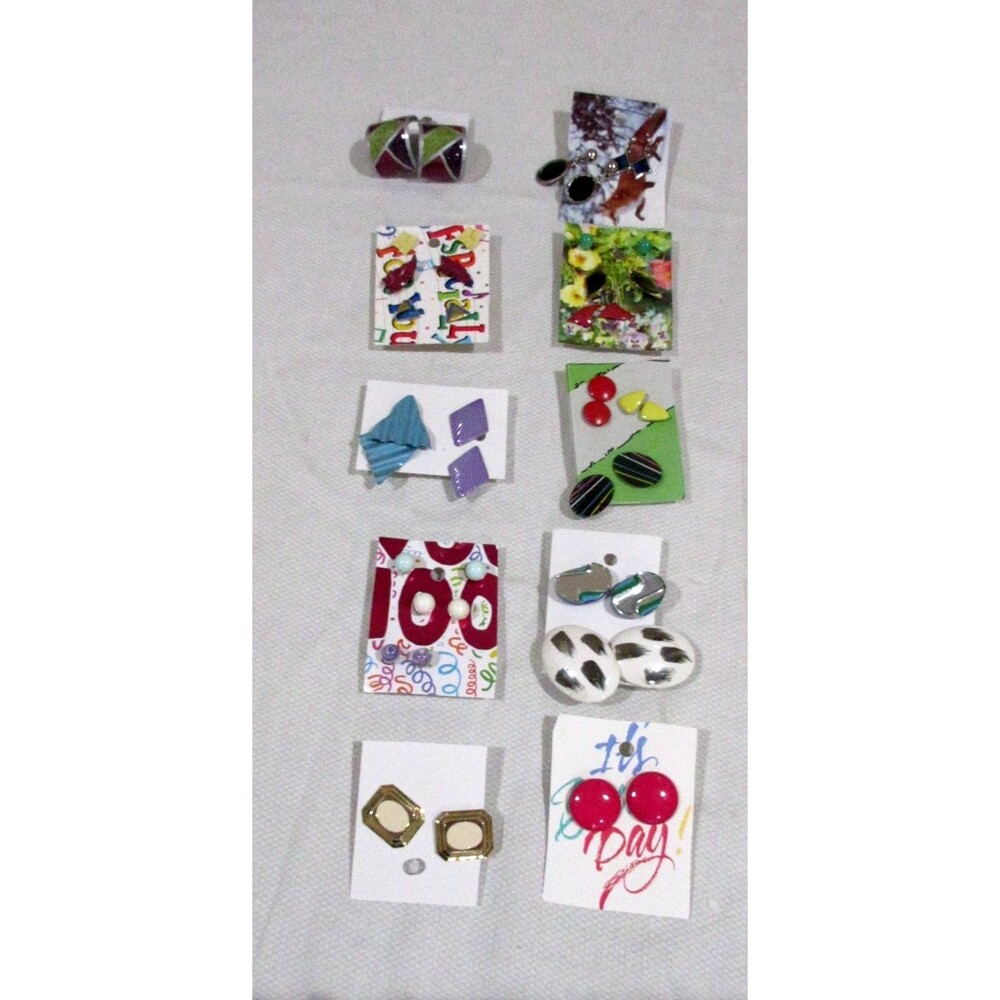 Vintage 80s 90s Colorful Earrings Lot 21 Pairs Pierced Costume Jewelry
